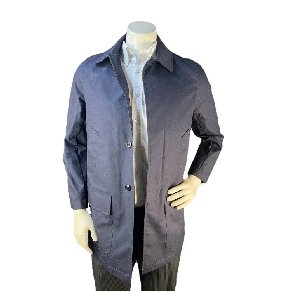 J.Crew Ludlow Men's XS Navy Water-Repellent Bonded Cotton Car Coat HO16 E8564